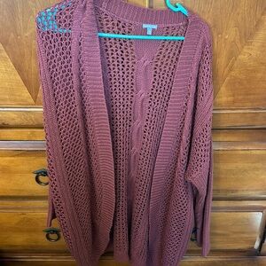 Maroon knitted  cardigan size large